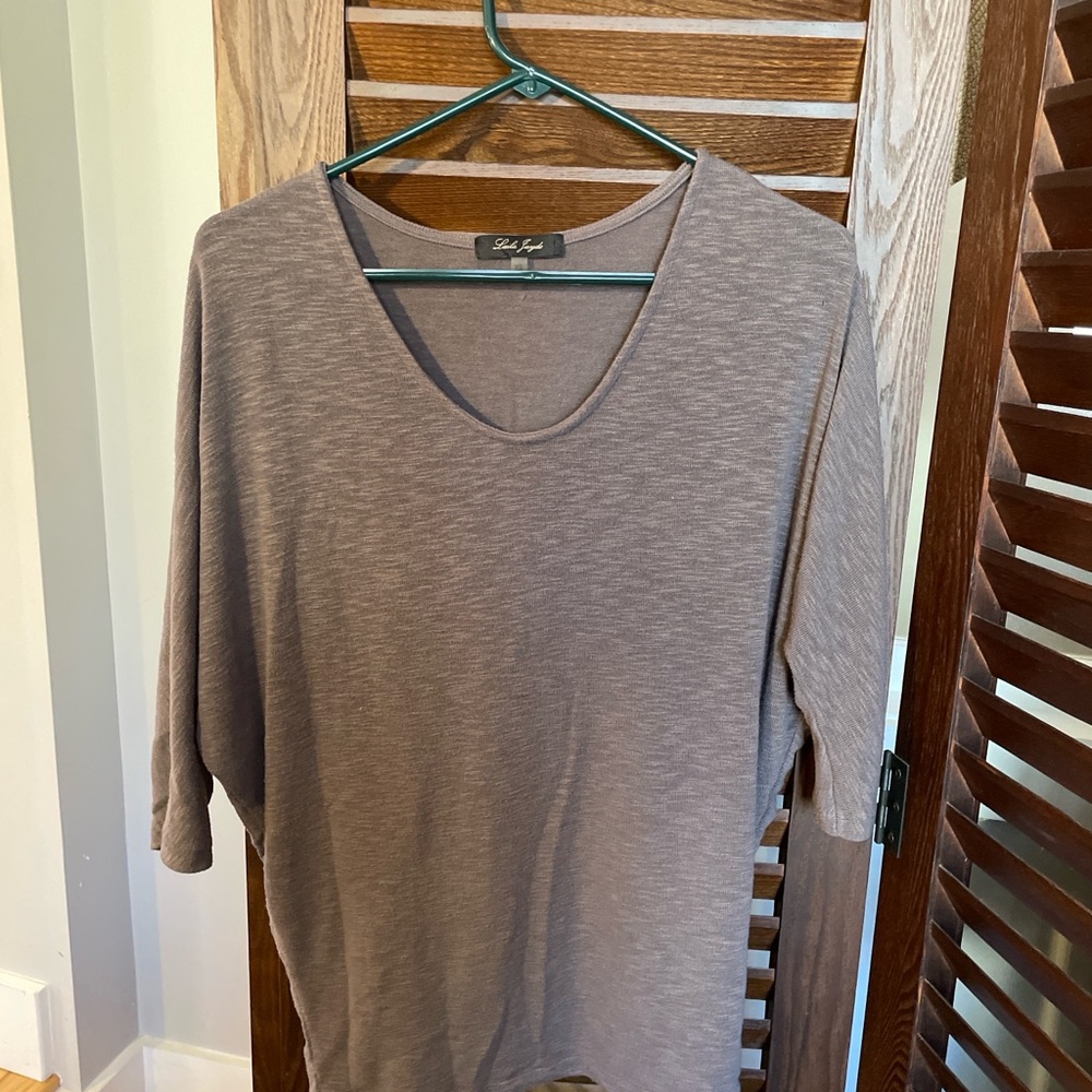 Laila Jayde Gray Slub Knit Top XS